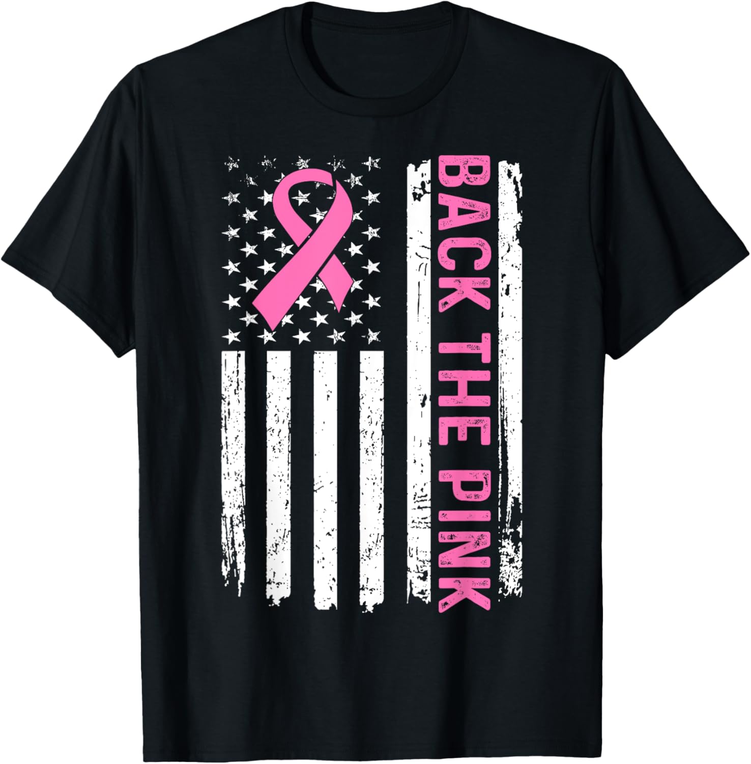 Back The Pink American Flag Breast Cancer Awareness Women