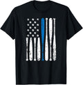 Thin Blue Line Leo Usa Flag Police Support Baseball Bat Tee