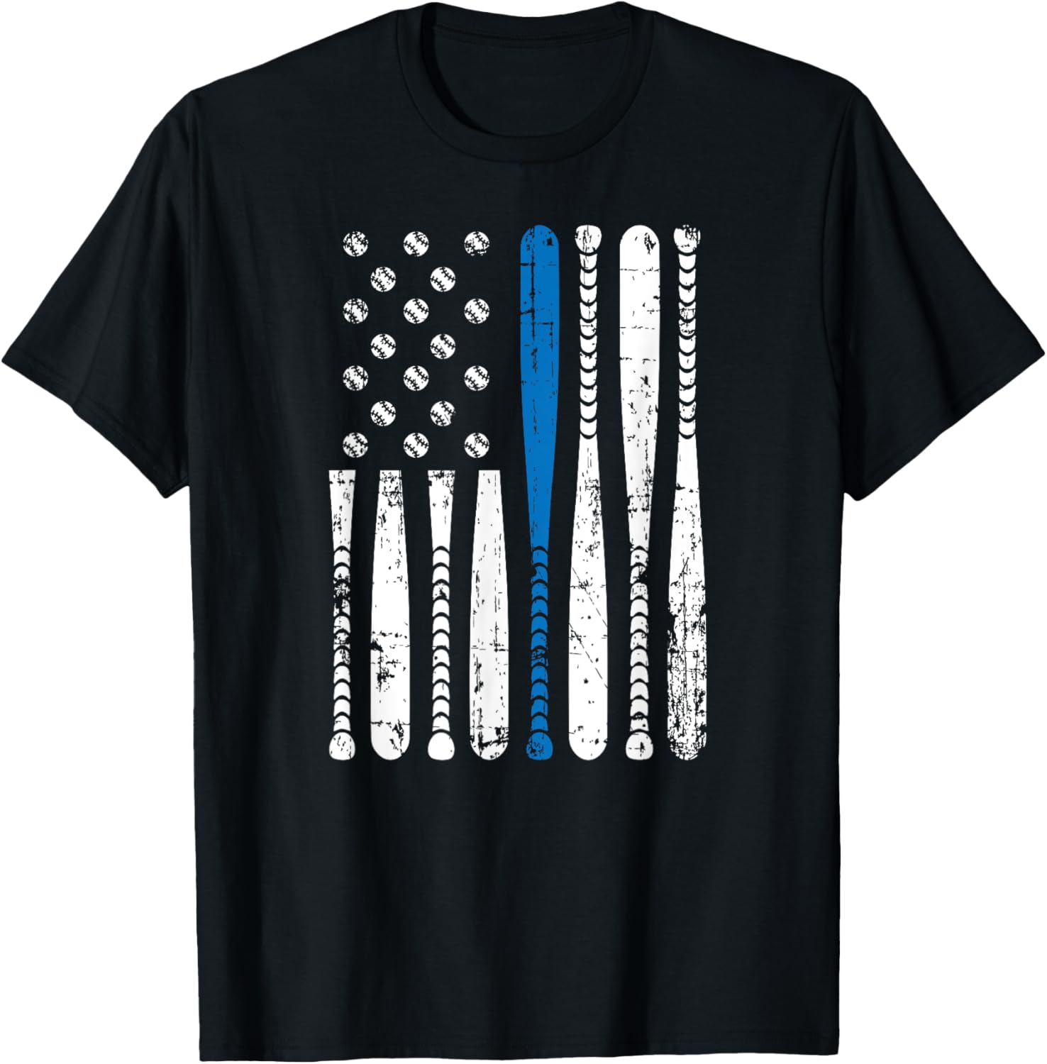 Thin Blue Line Leo Usa Flag Police Support Baseball Bat Tee