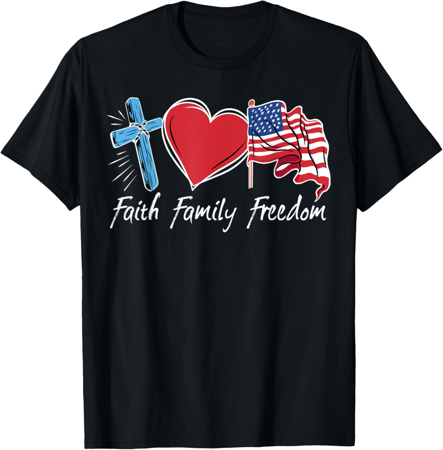 Patriotic Retro Faith Family Freedom Usa Flag 4Th Of July