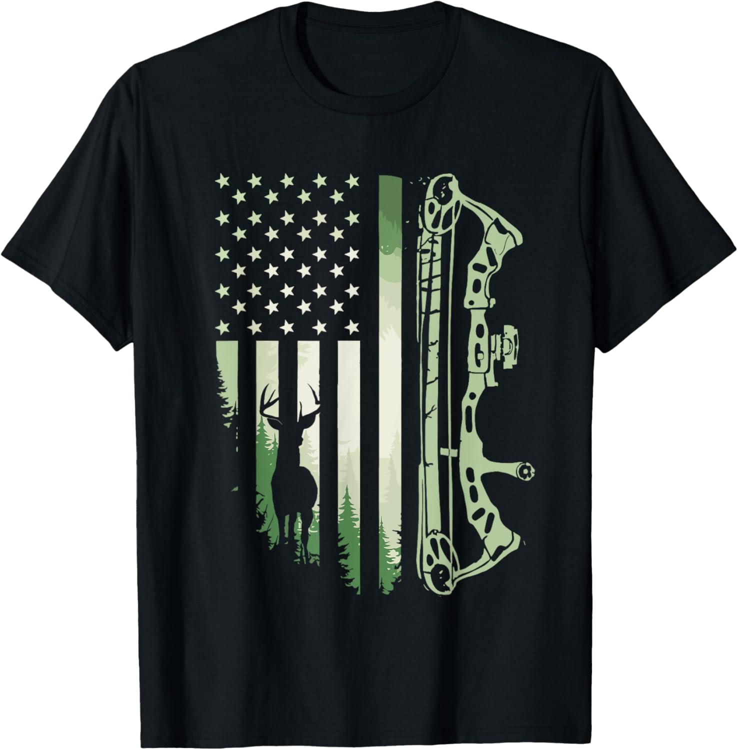 Patriotic Bowhunting Usa Flag Bow Archery Deer Hunting Wild