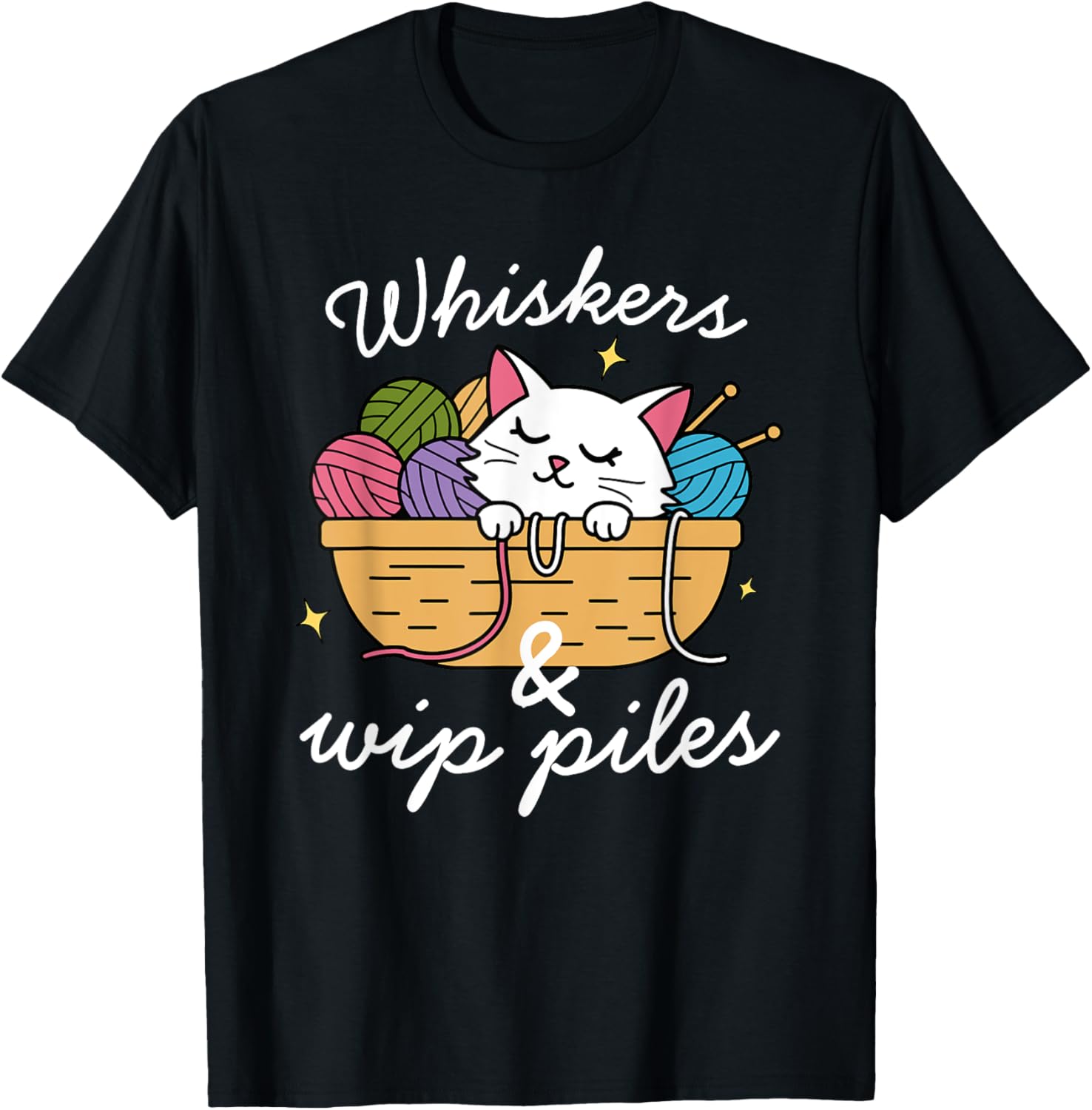 Whiskers & WIP Piles, Yarn Cat Lover, Crocheter, Knitter