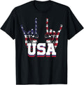 Rock On Usa American Flag Rock Roll Asl 4Th Of July