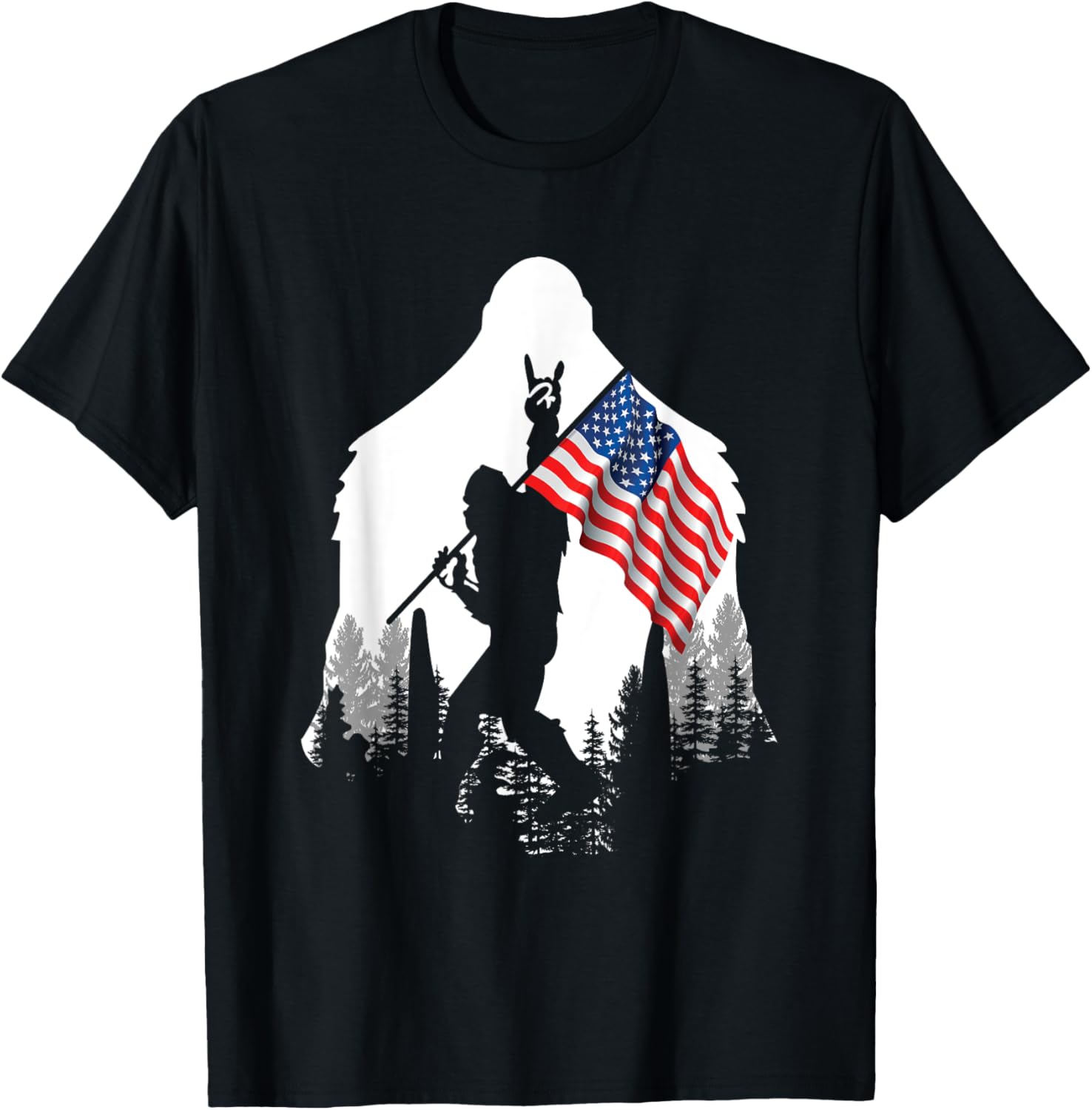 Big Foot Shirt Bigfoot Sasquatch American Flag Patriotic