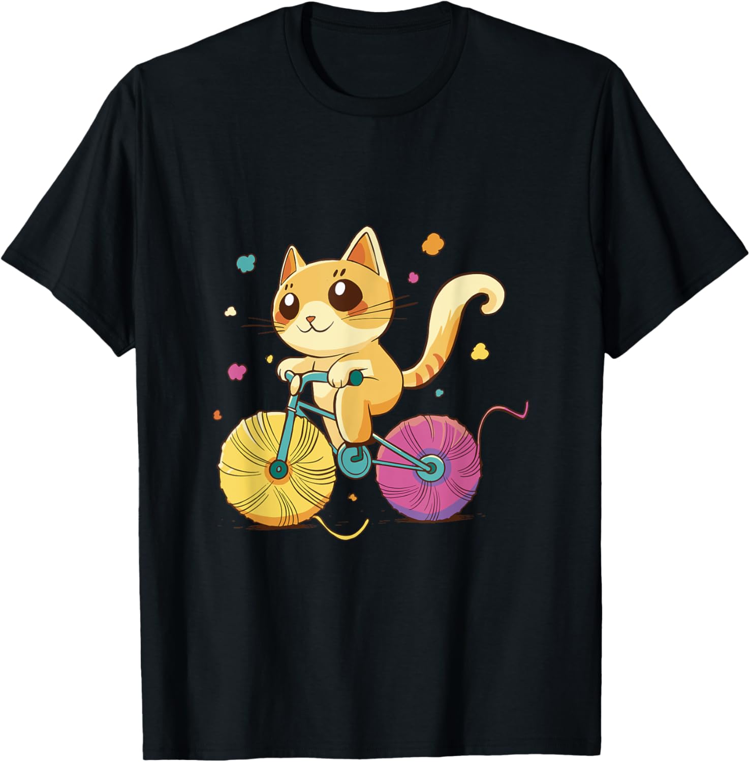 Cat Cycling Yarn Lovers Cute Illustration