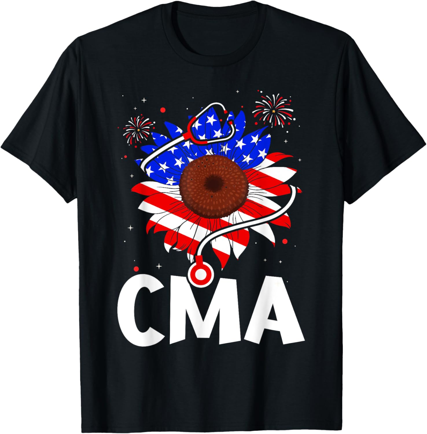 Patriotic Nurse Cma 4Th Of July American Flag Sunflower Love