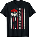 Memorial Day Red Poppy Flower American Flag Usa 4Th Of July