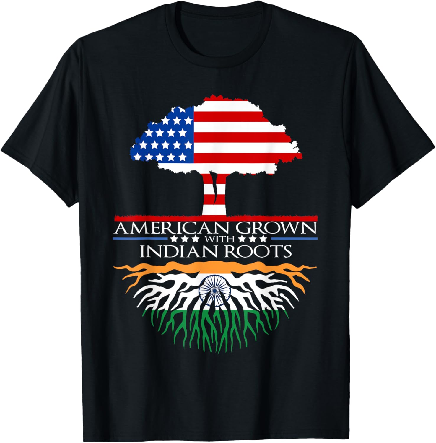 Indian Roots American Grown Tree Flag Usa India Asian