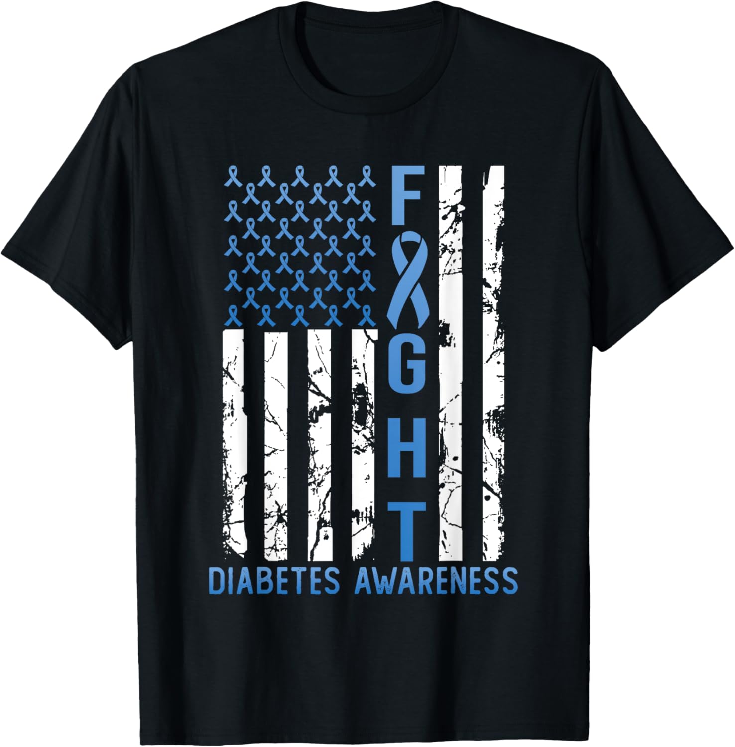 Support Fight Usa Flag Type 2 Type 1 Diabetes Awareness