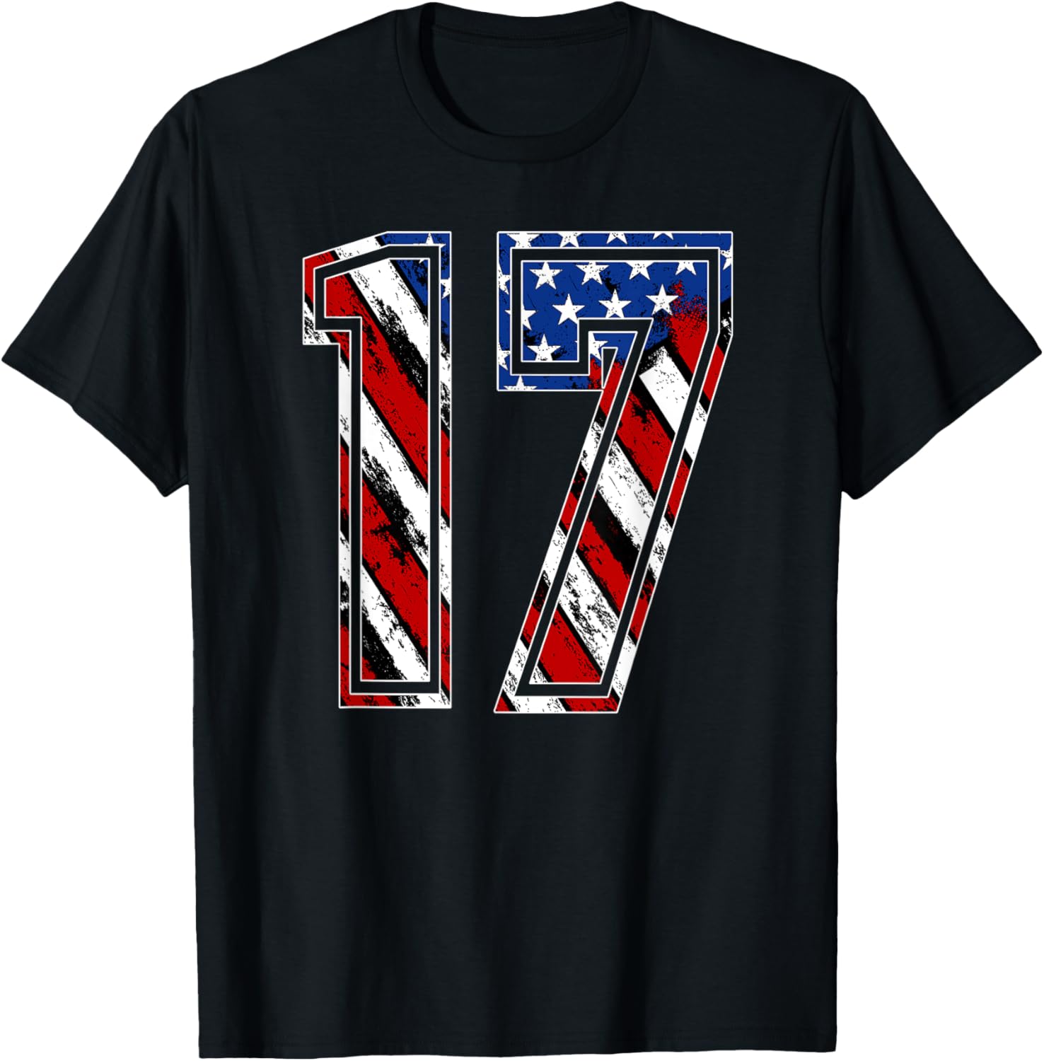 Number 17 Red White And Blue American Flag 17 Jersey Shirt