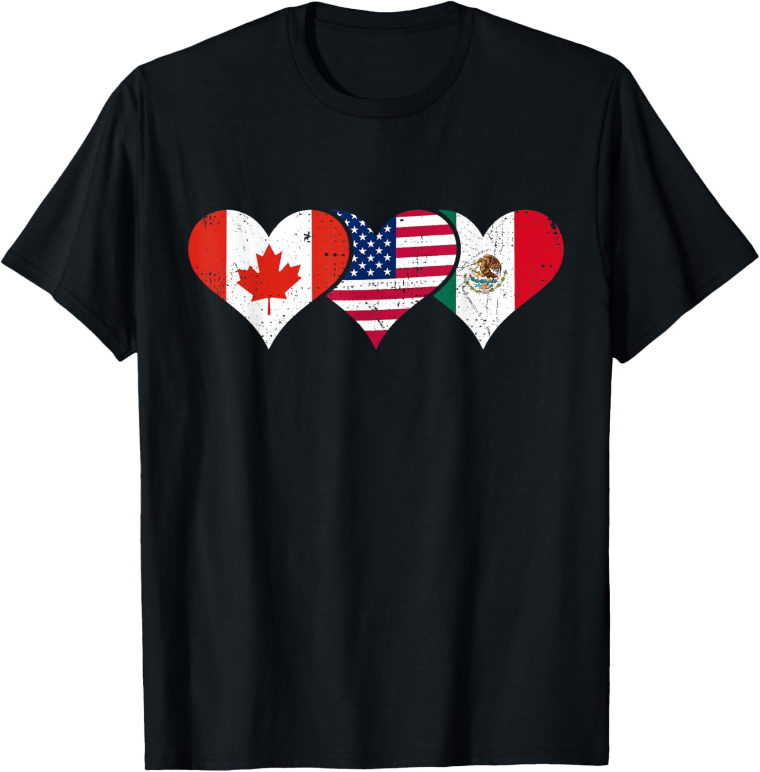 Canada Mexico Usa Flags Canadian Mexican American Hearts