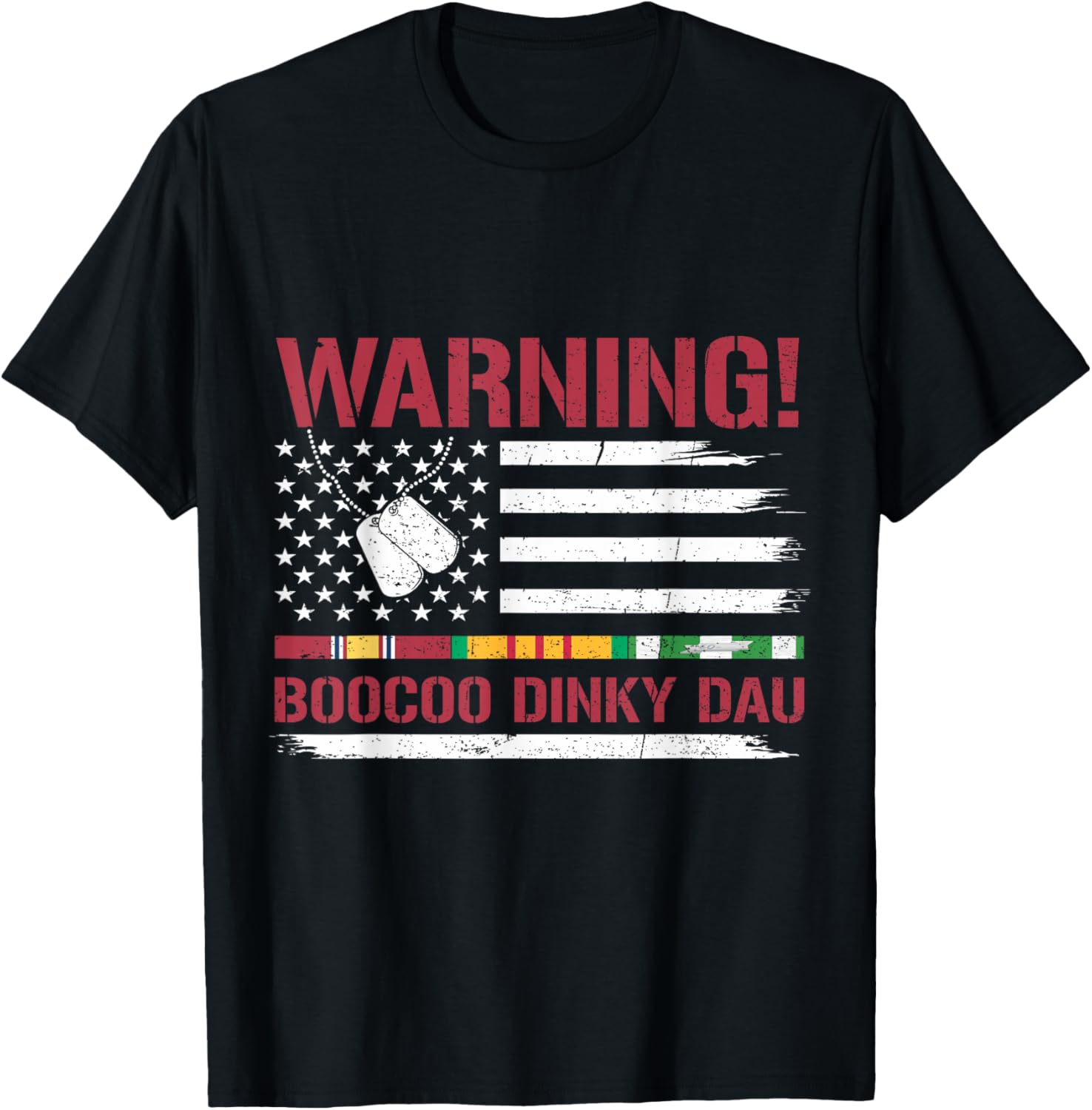 Warning Boocoo Dinky Dau Flag Usa Funny Vietnam Veteran