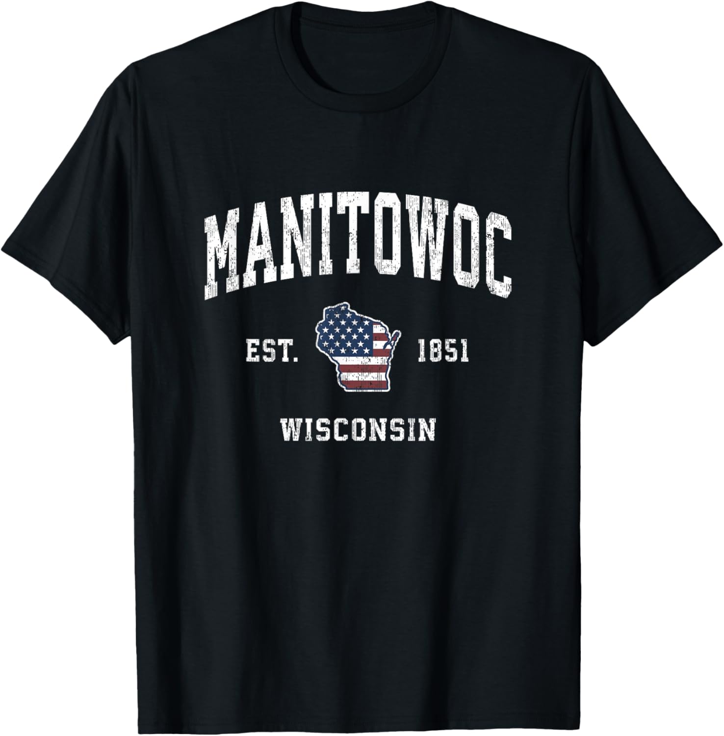 Manitowoc Wisconsin Wi Vintage American Flag Sports Design