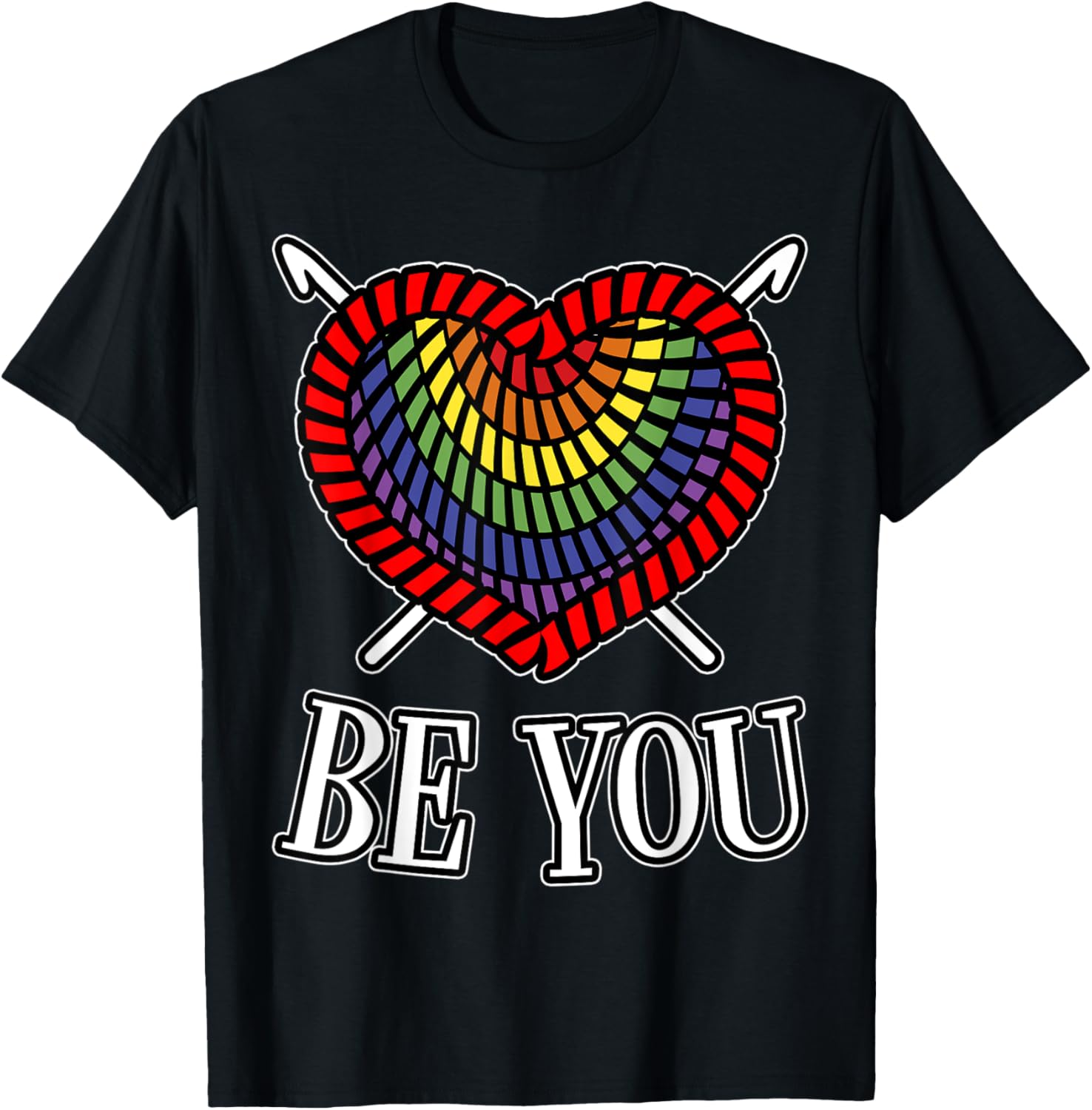 Be You LGBT Gay Pride Month Crochet Yarn Rainbow Heart
