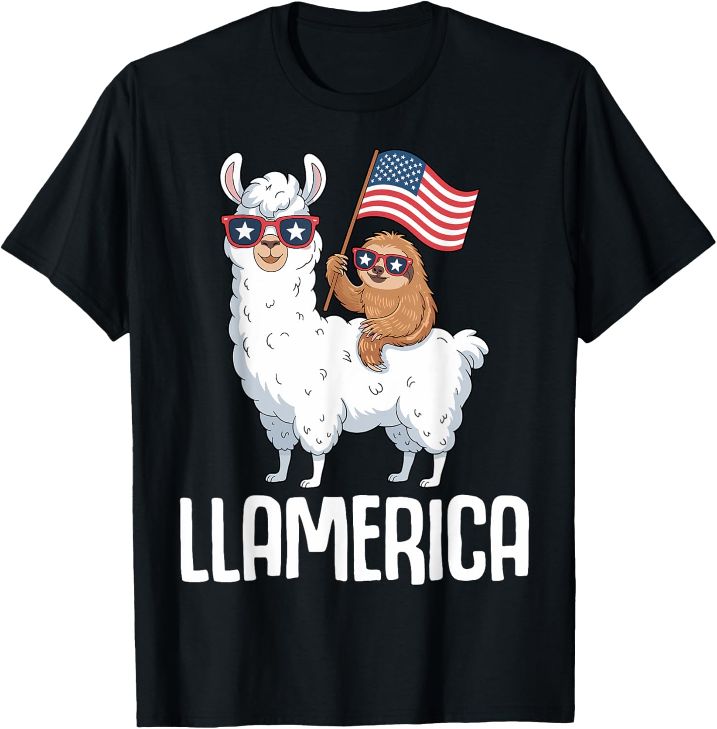 Llamerica Usa Flag Patriotic Llama Sloth 4Th Of July