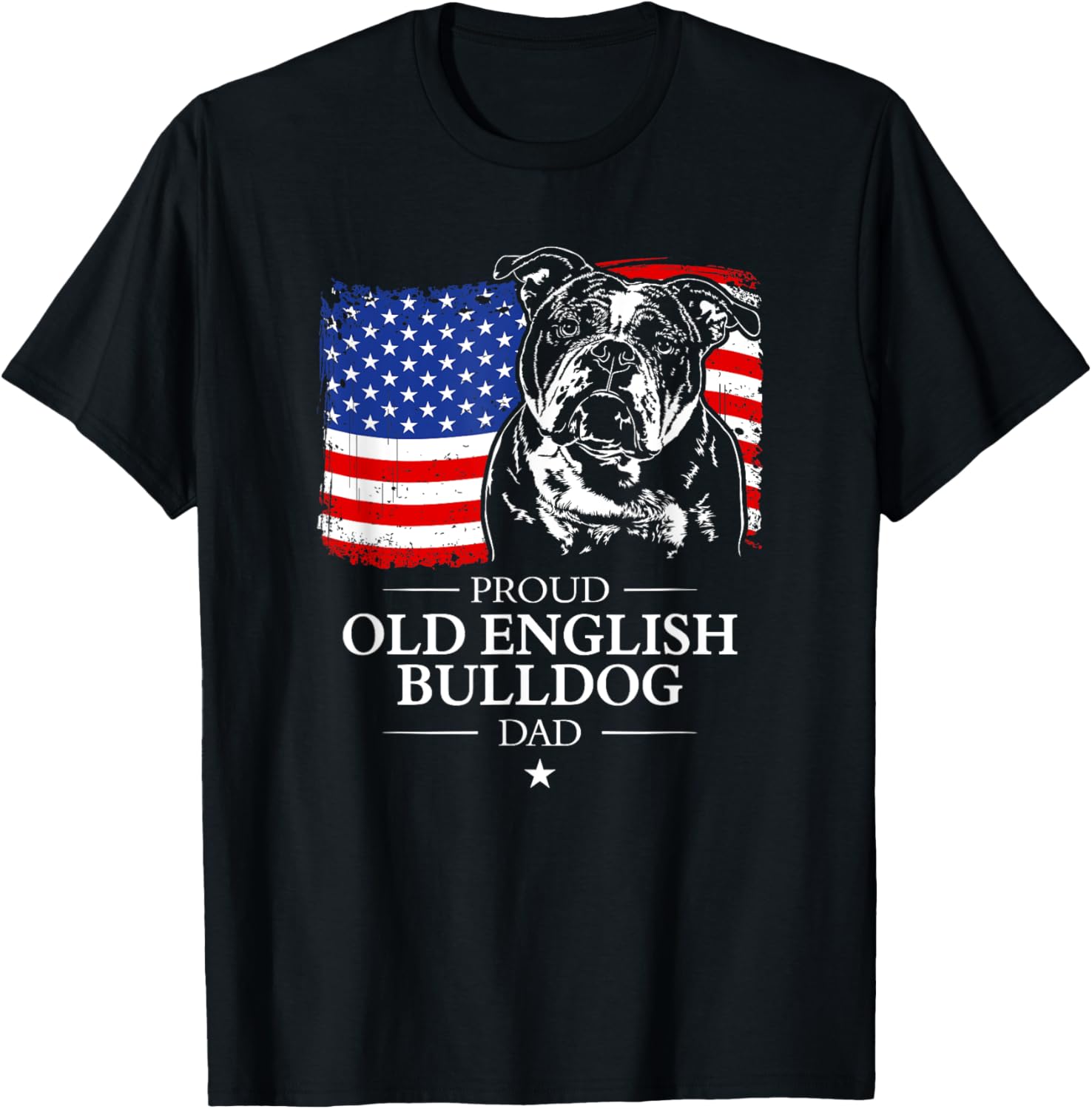 Proud Old English Bulldog Dad American Flag Patriotic Dog