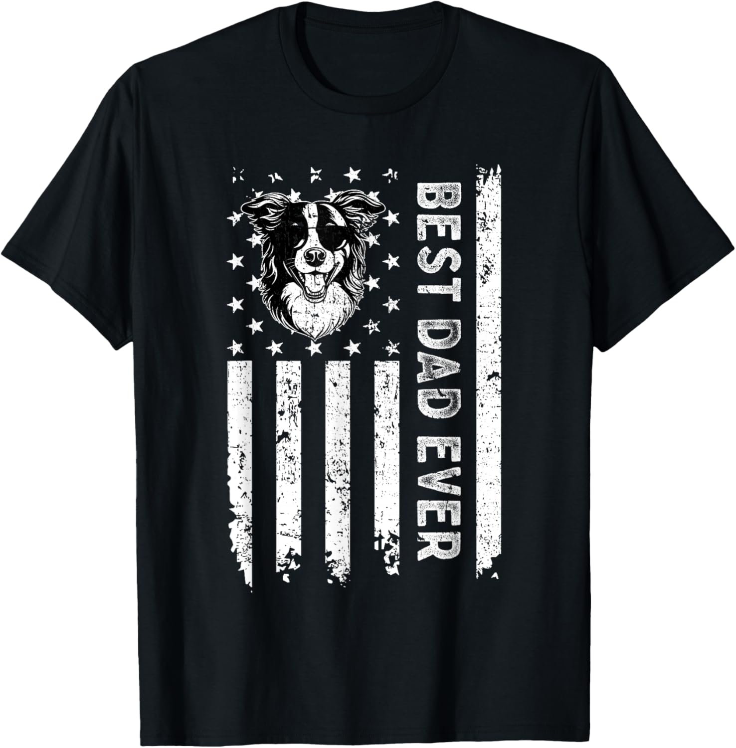 Best Border Collie Dog Dad Ever Fathers Day Usa Flag