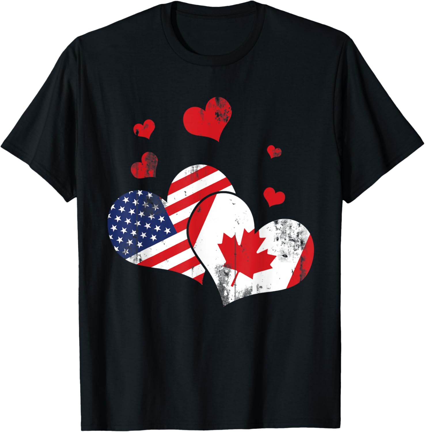 Patriotic Canadian Usa Flag America Lover Hearts Canada