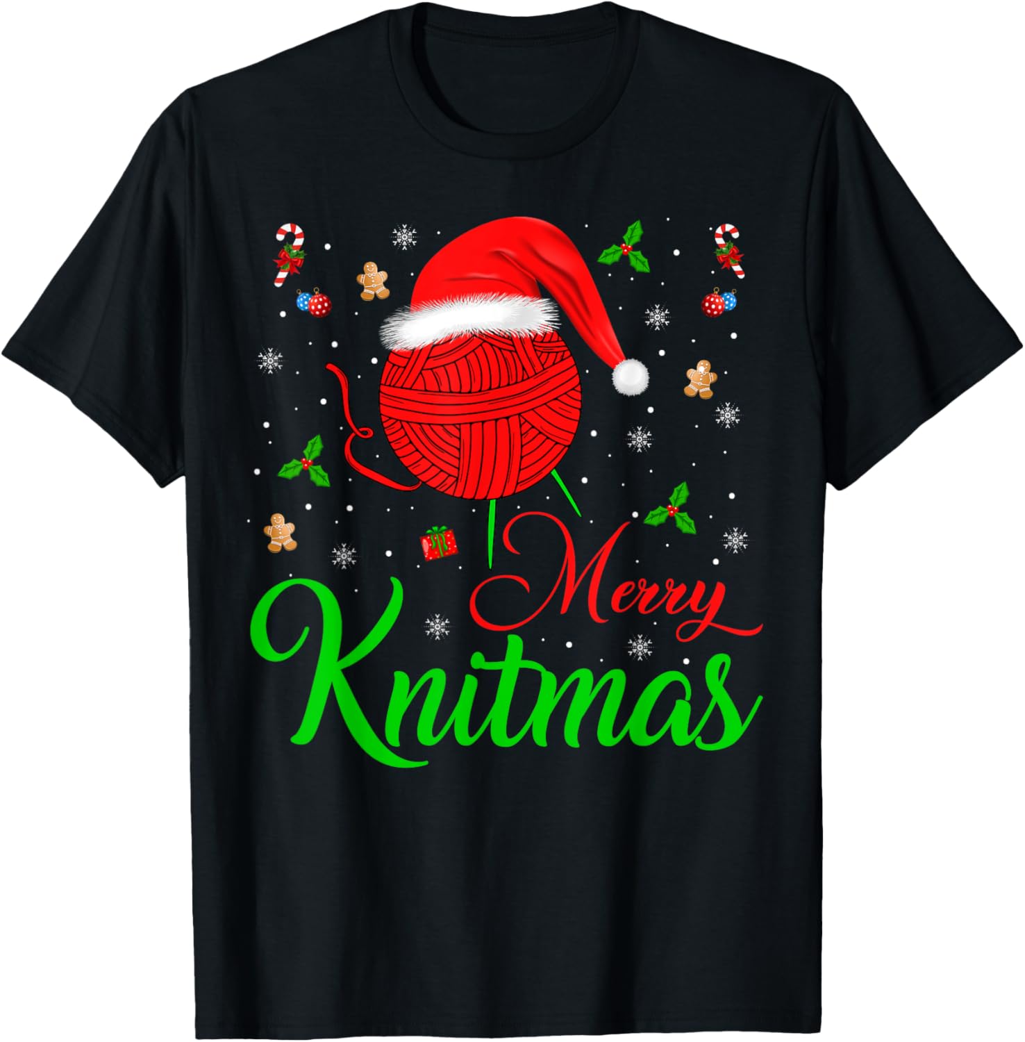 Merry Knitmas Xmas Holiday Santa Hat Knitting Yarn Christmas