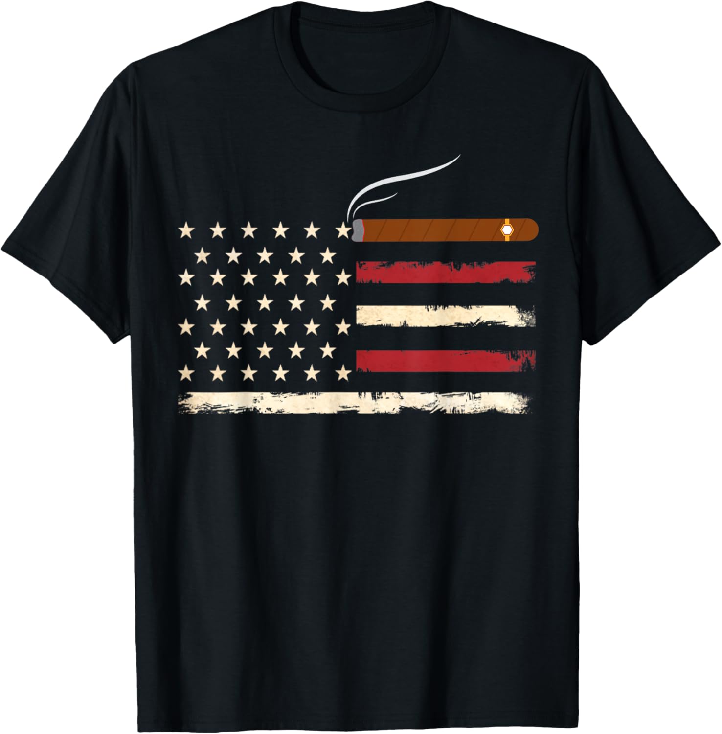 Fun Cigar Smoking Usa American Flag 4Th Of July Smoke Mens
