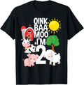 Oink Baa Moo Im 2 Farm Theme Birthday 2 Yrs Old Shirt