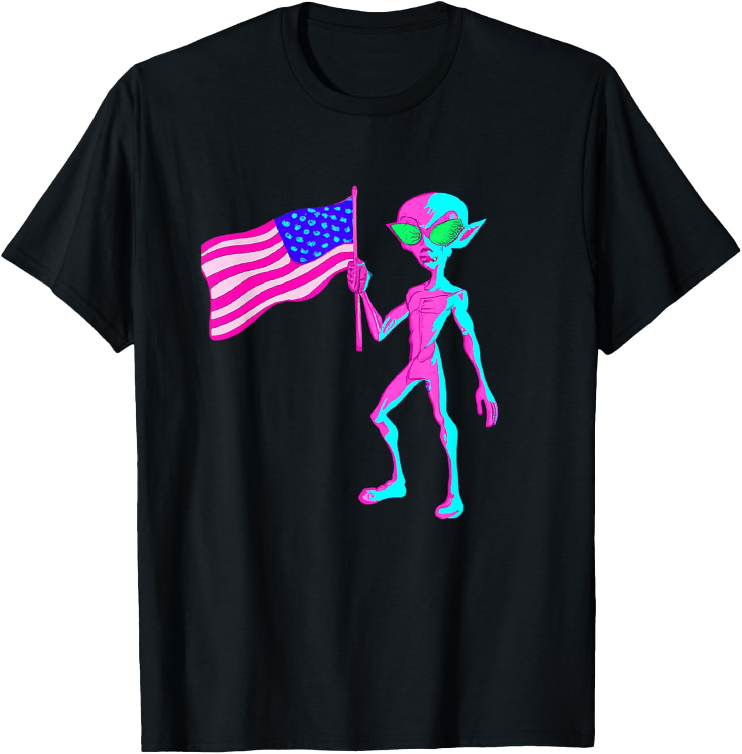 Alien Holding American Flag Usa Aliens Space