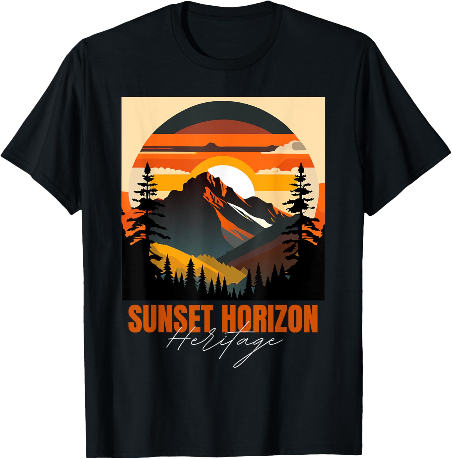 Orange Mountain Logo Men Graphic Print Humor Joke