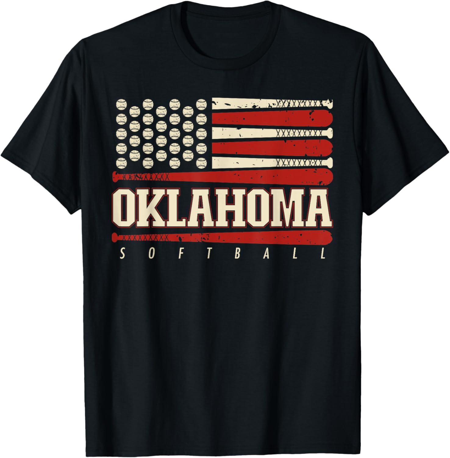 Oklahoma Softball Usa Flag Softball Fan Mens Kids Team