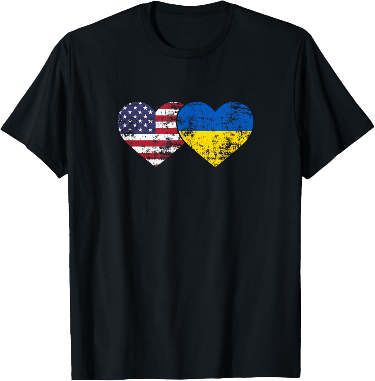 Vintage American Ukrainian Flags Hearts Love Usa Ukraine Tee