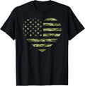 Green Camo American Flag Heart Camouflage Tactical Military