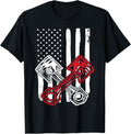 Vintage American Flag Piston Funny Muscle Car Mechanic Gift