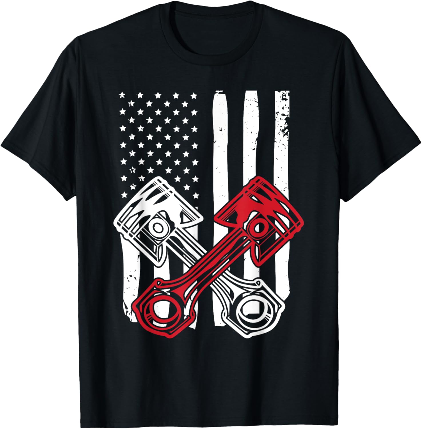 Vintage American Flag Piston Funny Muscle Car Mechanic Gift