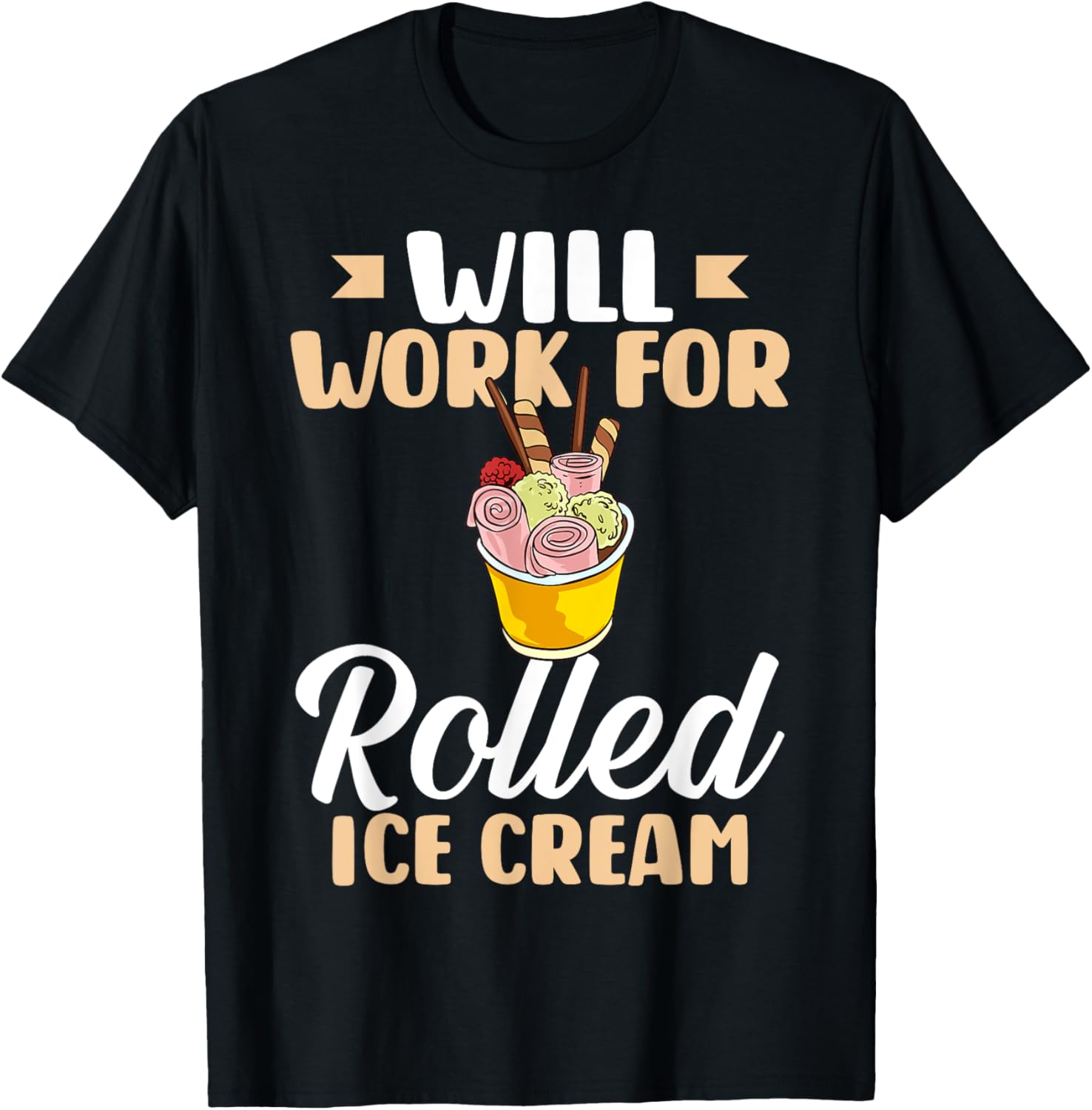 Rolled Ice Cream Dessert Recipes Machine Maker T-Shirt for Men Women