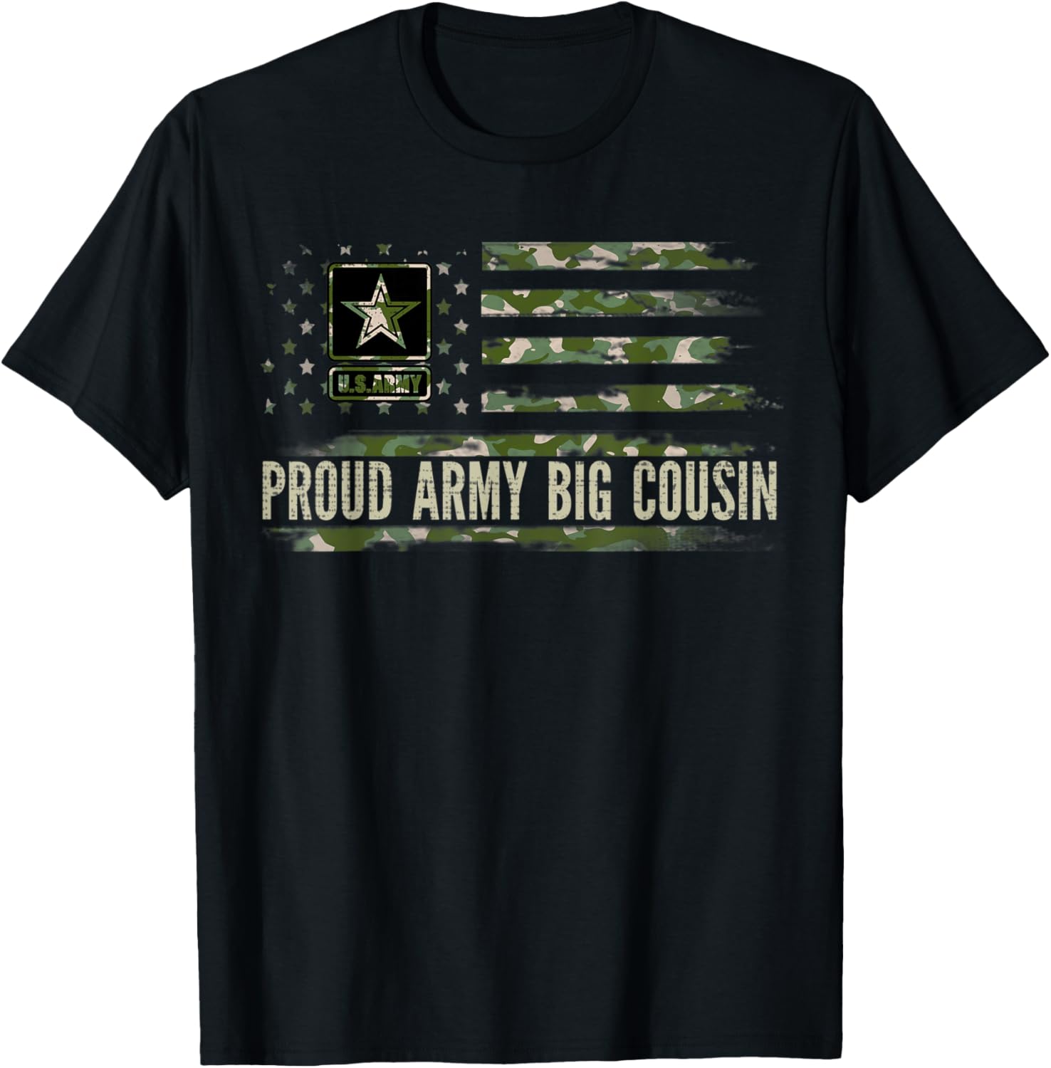 Proud Army Big Cousin Camo American Flag Veteran Gift