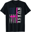 Usa American Flag Patriotic Nurse Week Nursing Pink Line