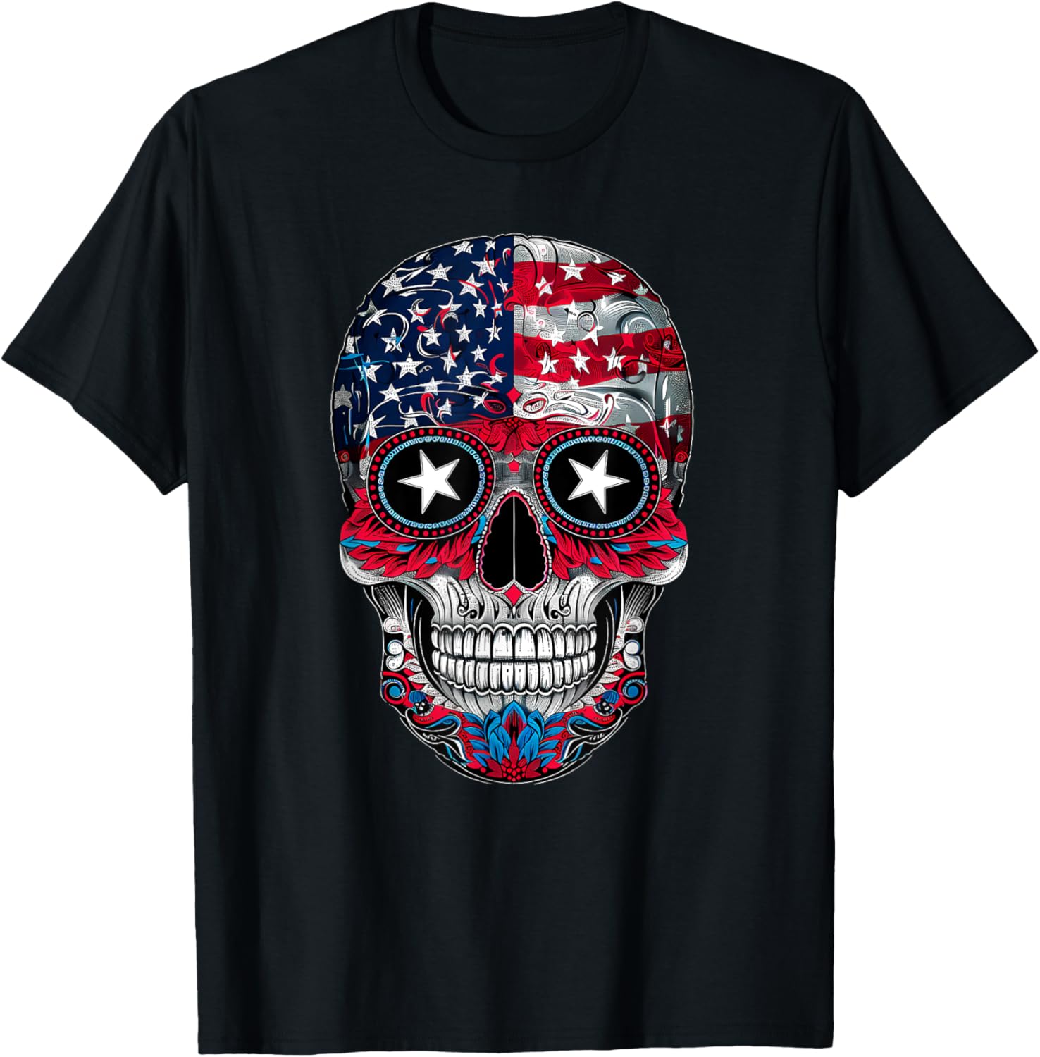 4Th Of July American Flag Skull Skeleton For Women Men