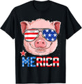 Pig Merica 4Th Of July T Shirt Girls Kids American Flag Usa
