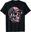 4Th Of July Tee American Flag Skull Skeleton For Women Men
