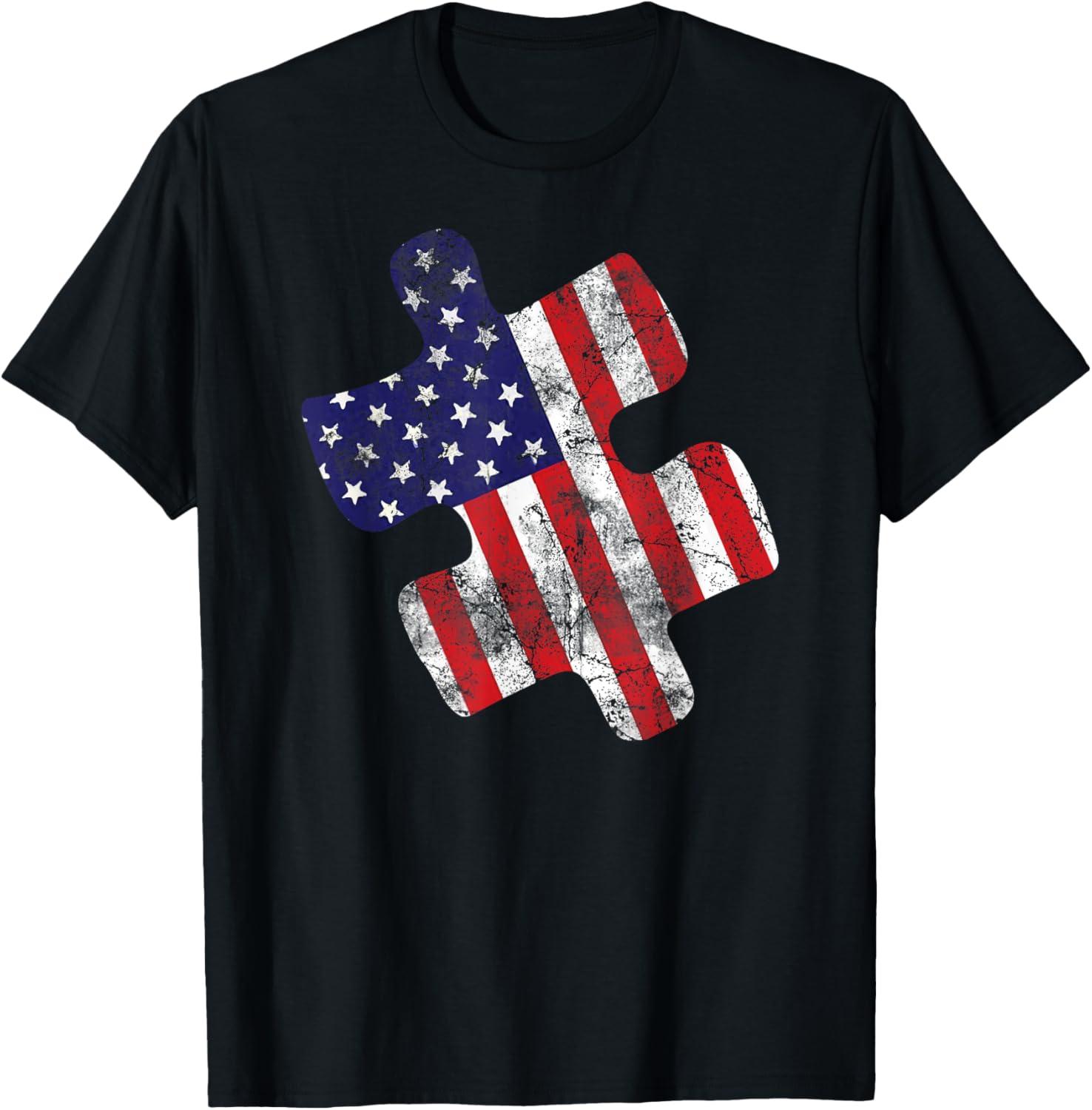 Autism Awareness American Flag Vintage Puzzle Piece Gift