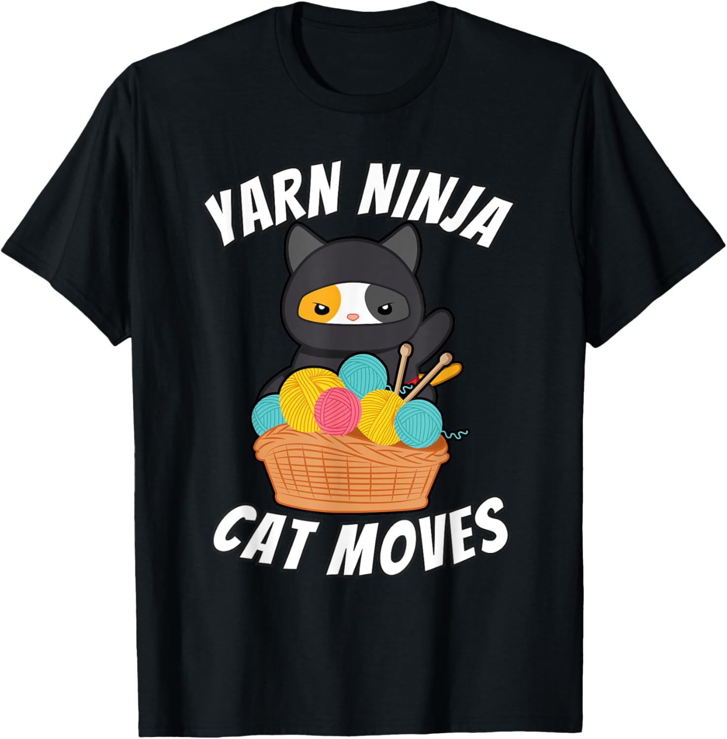 Funny Cat Lover and Yarn Enthusiast Tee - Yarn Ninja Cat