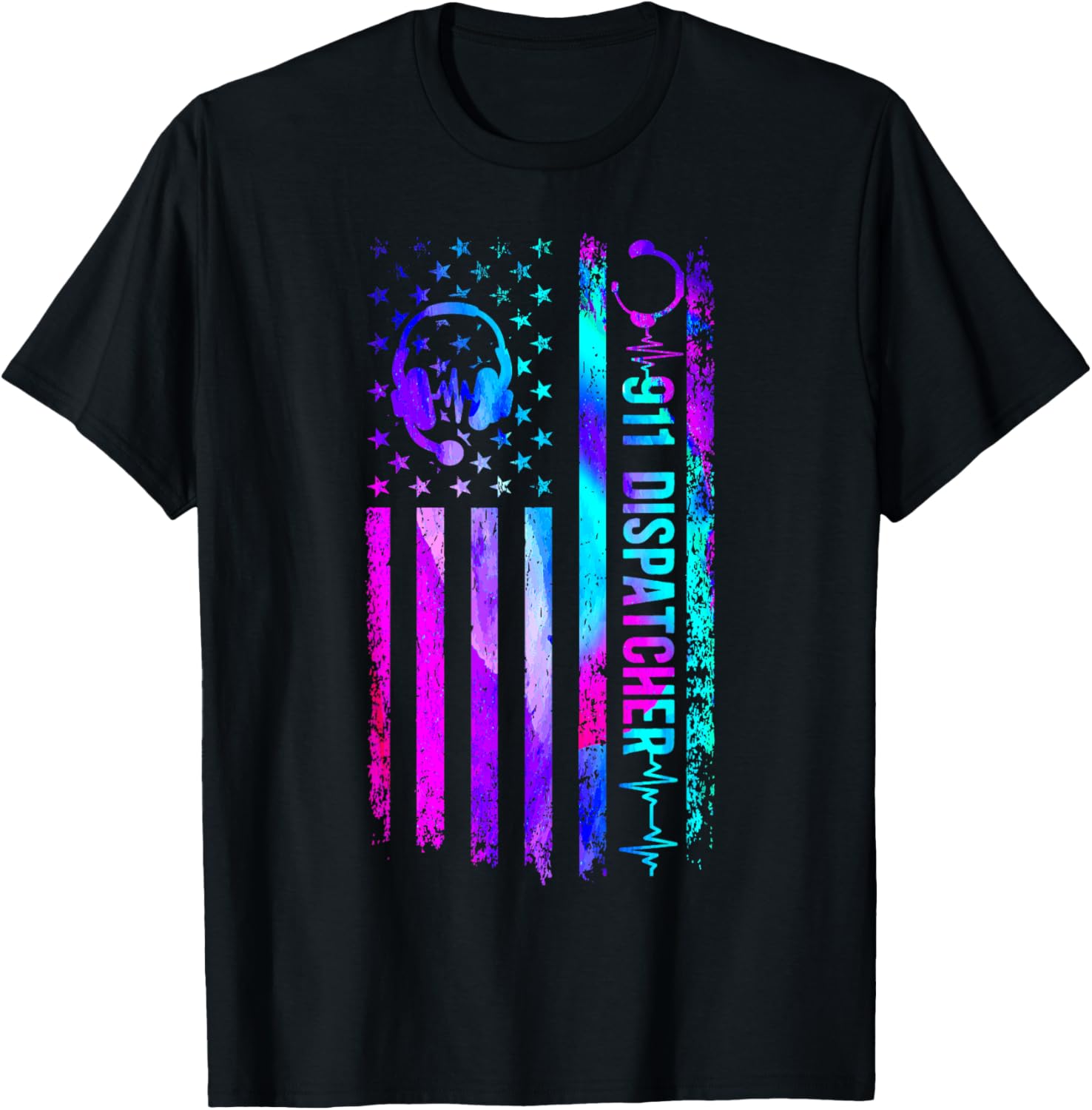 911 Dispatcher Thin Gold Yellow Line American Flag 911