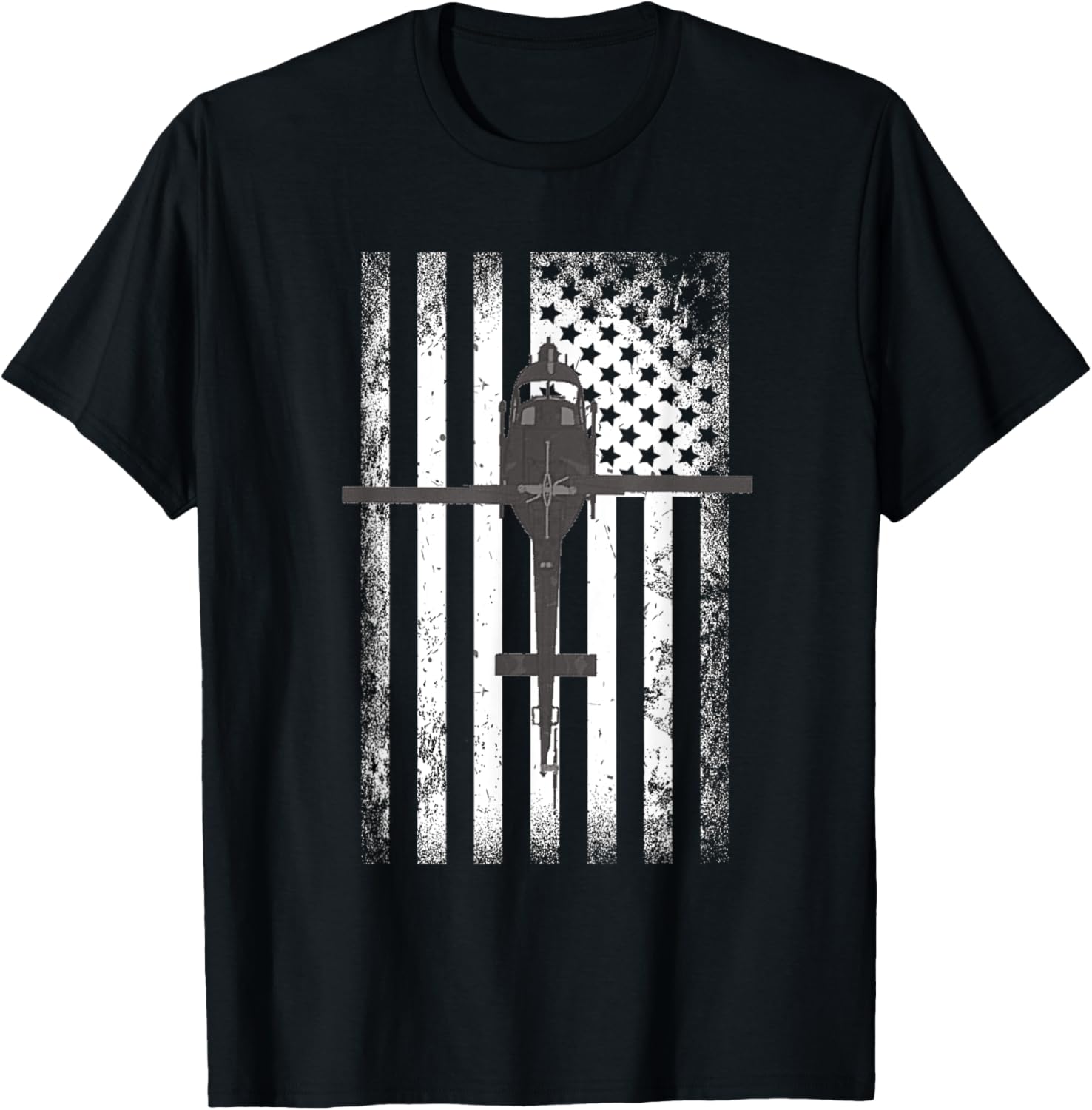 Uh 1 Huey Military Helicopter American Flag