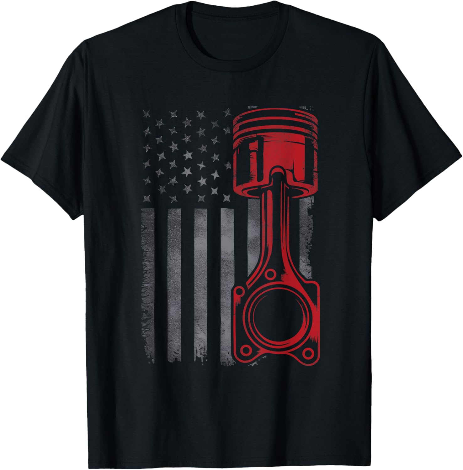 Vintage Piston Funny Muscle Car Mechanic Flag Usa Patriotic