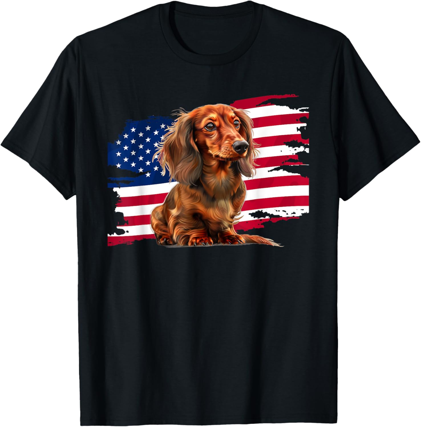 Usa Flag 4Th Of July Long Haired Dachshund Lover