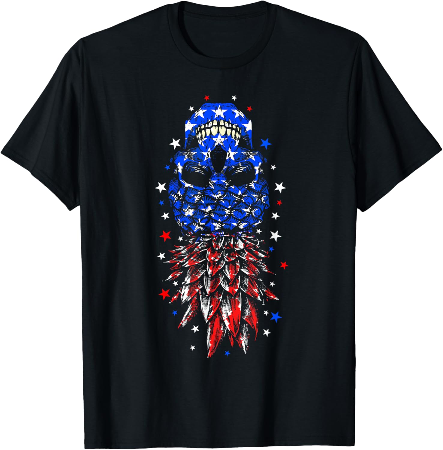 4Th Of July Skull Pineapple Usa Flag Upside Down