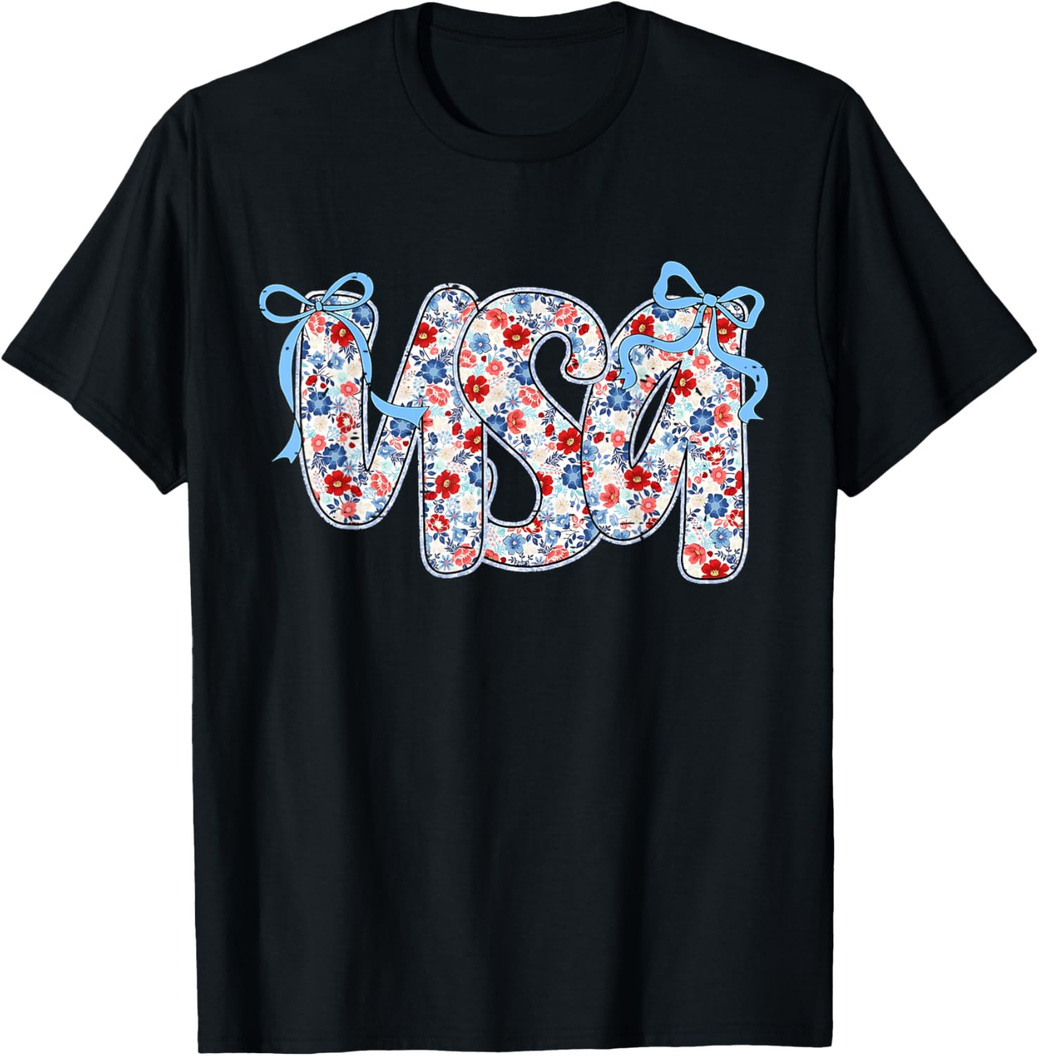 Coquette Bow Floral Usa America Girly 4Th Of July Patriotic