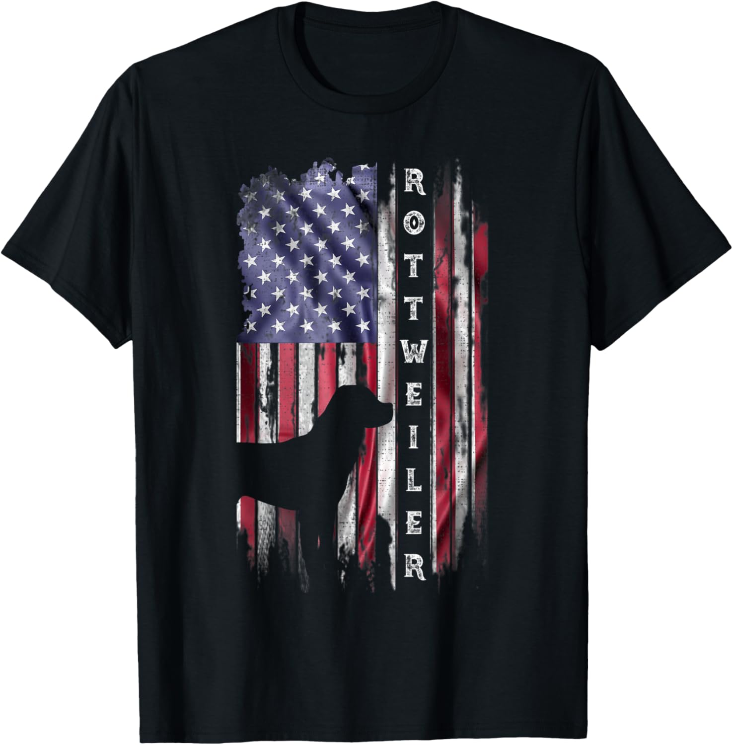 Vintage Usa Flag Rottweiler Dog Rottie Lover Silhouette