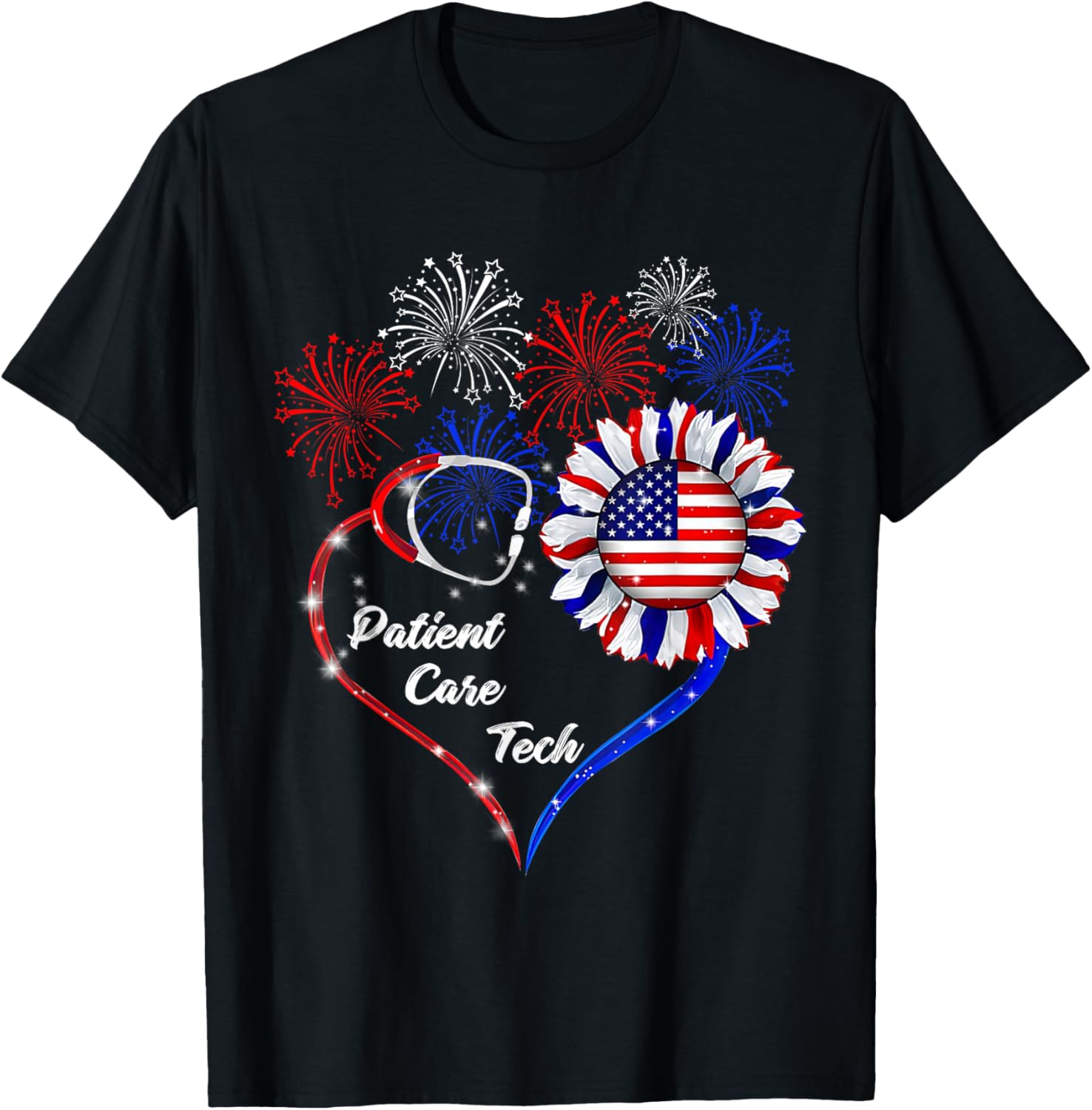 American Flag July 4Th Firework Sunflower Patient Care Tech