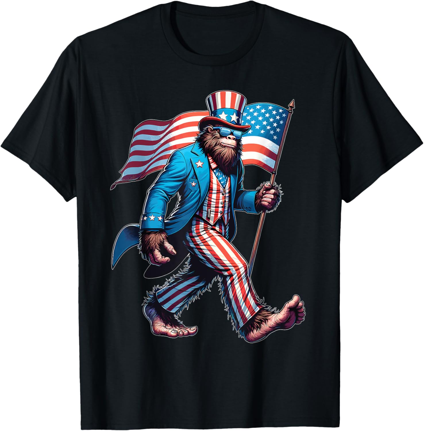 Bigfoot Sasquatch 4Th Of July Shirts Patriotic American Flag