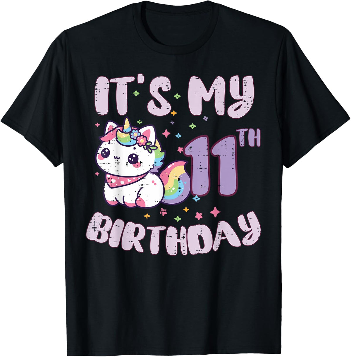 It's My 11th Birthday Unicorn Cat 11 Year Old Birthday Girls Kids Design 288